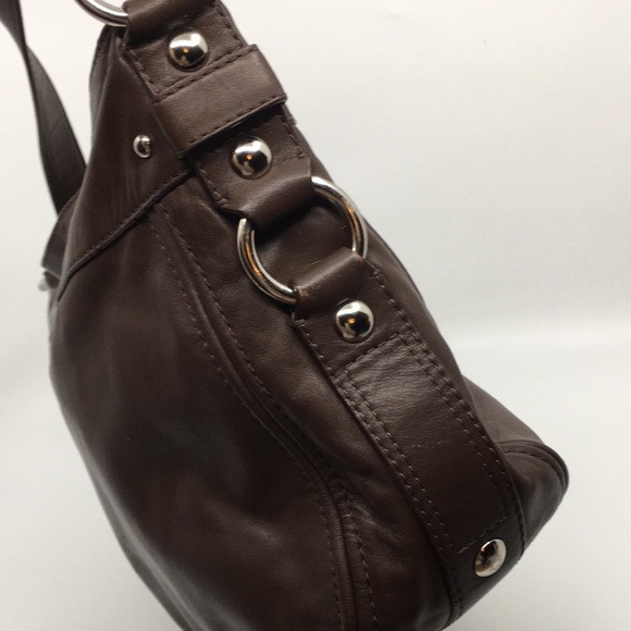 Coach Hobo Zoe F14707 Brown Leather Shoulder Bag with silver tone hardware - Picture 6 of 17